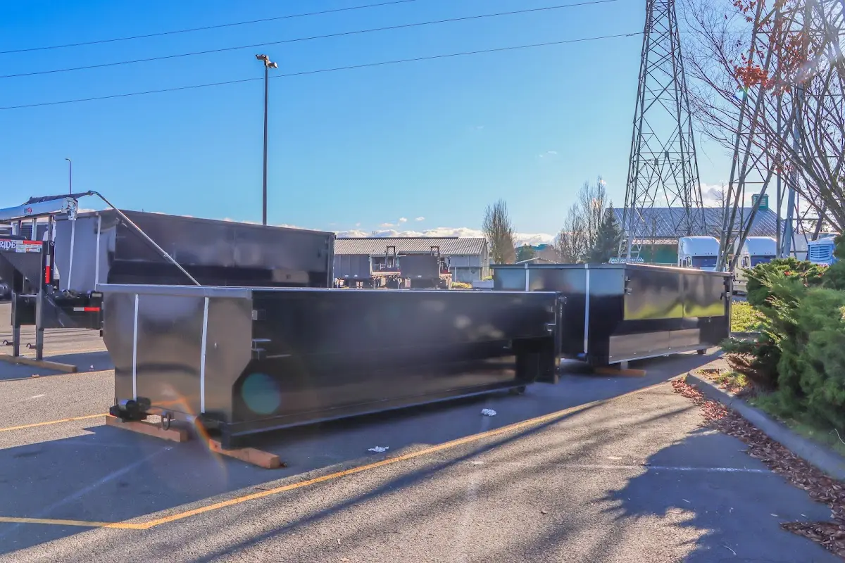 Roll-off dumpster ready for waste disposal at job site for Yard Waste Dumpster Rental in La Porte